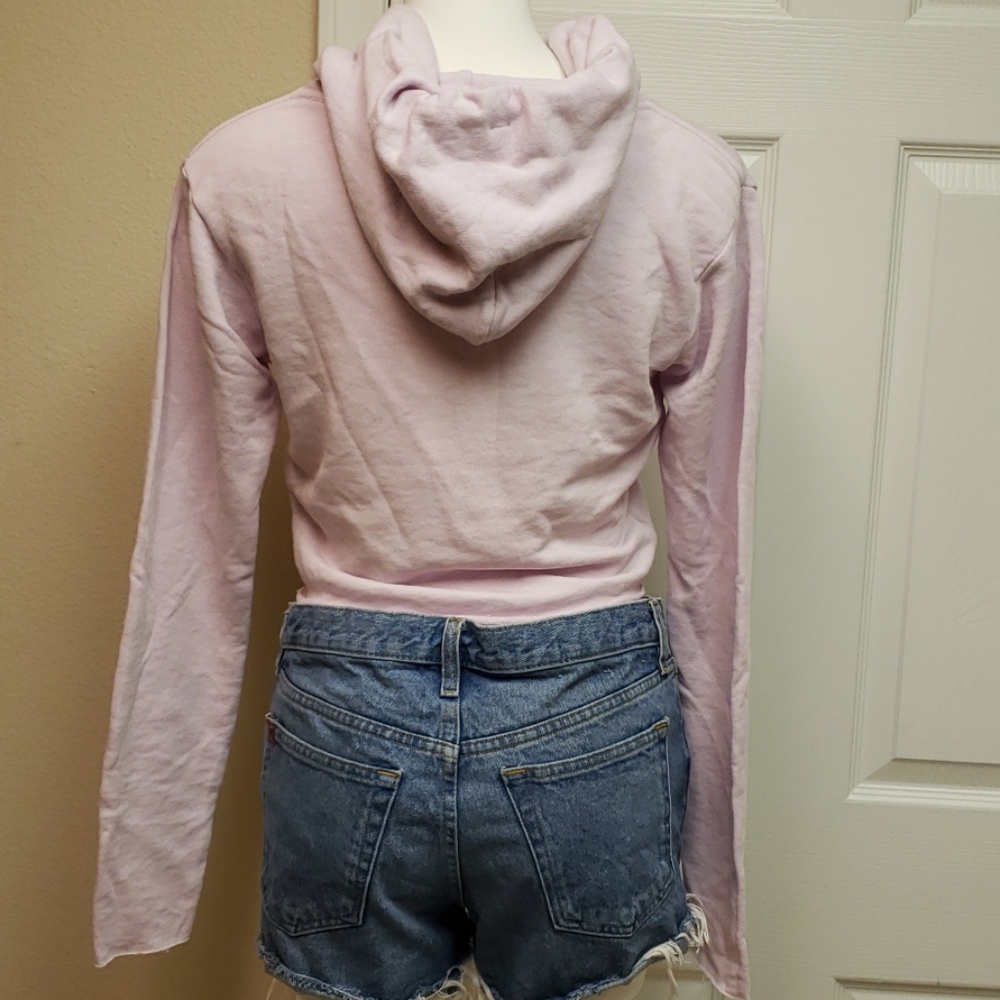 Pase the Rose Crop Hoodie Women's Size Medium NWT Pink Sweatshirt Wildfox - Picture 5 of 8